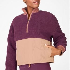 Fabletics Mallory fleece pullover popover cropped size medium pockets